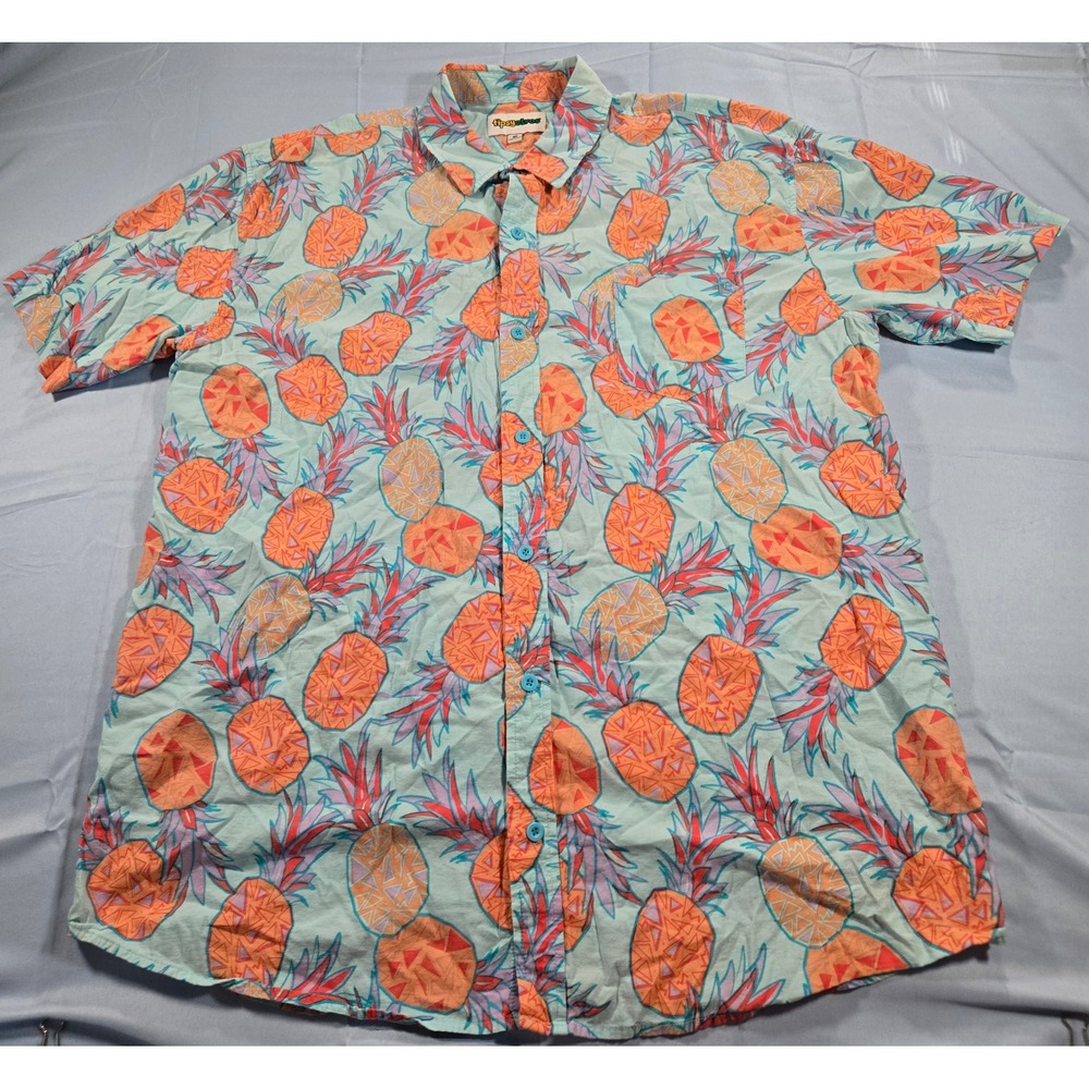 Tipsy Elves Mens XXL Pineapple Geometric Print Short Sleeve Button Down Shirt